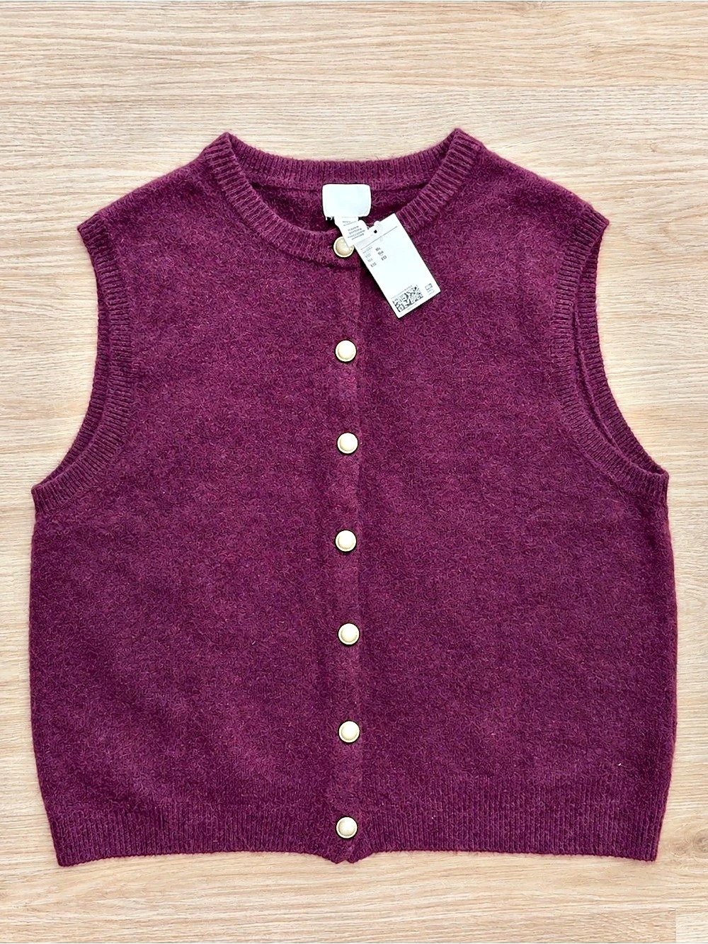 H&M Fine-knit Waistcoat Button-Front Sweater Vest in Purple Size XL NWT